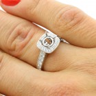 0.51 Cts Round Cut Diamond Cushion Halo Engagement Ring Setting set in 18K White Gold